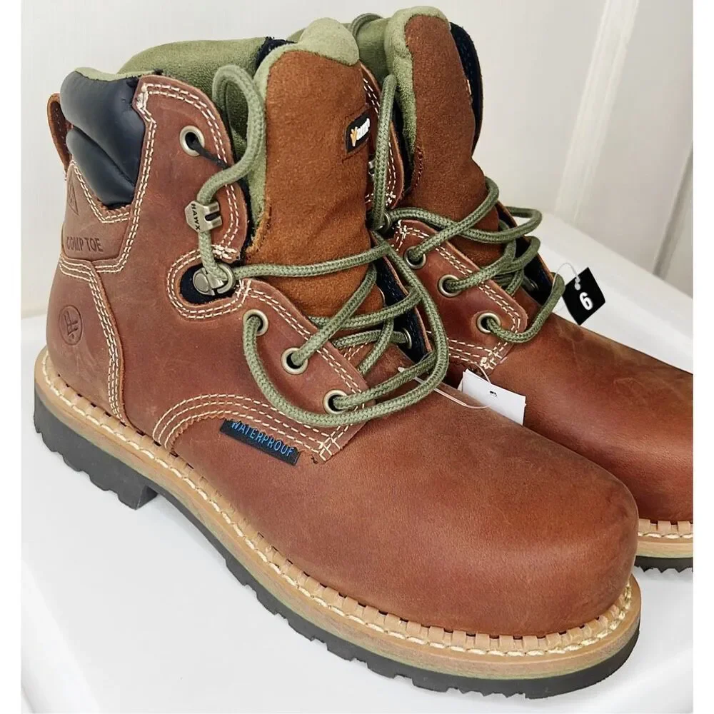 HAWX WOMEN'S PLATOON WATERPROOF WORK BOOTS - COMPOSITE TOE Size 6B Nwt